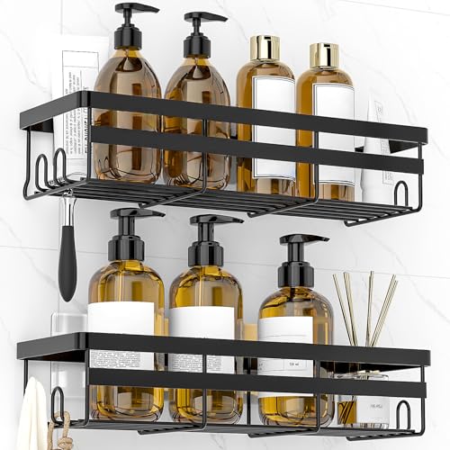 WOWBOX Shower Caddies 2 Pack - Adhesive Hanging Shower Shelf - Bathroom Organizers and Storage. No Drilling Stainless Shower Shelves for Home Decor. Bathroom Accessories